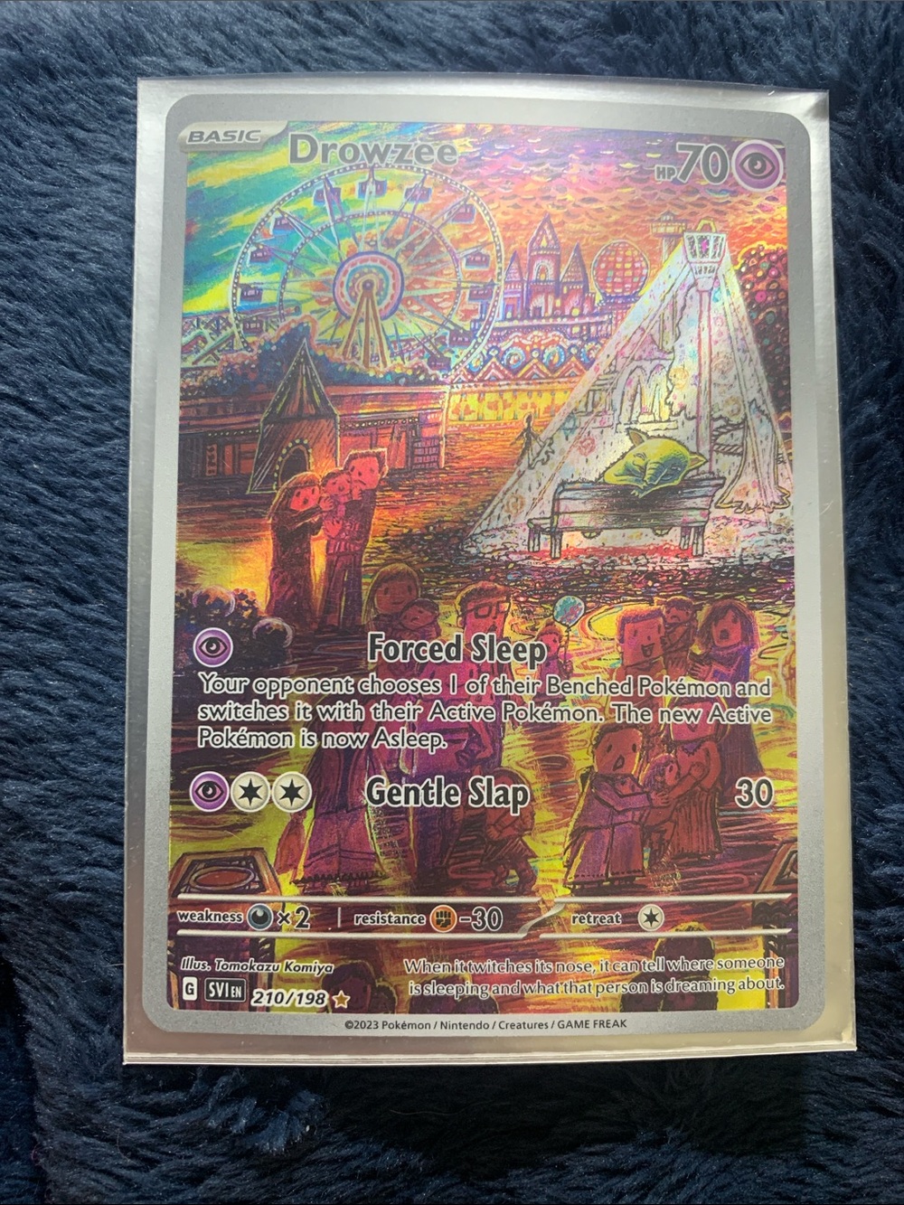Pokemon Drowzee Full Art - Purple & Gold Holo corner is a little bent